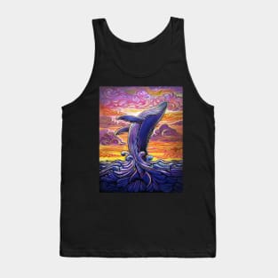 Blue Whale breaching at sunrise Tank Top